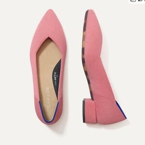 Rothy's High Point Block Heels in Tulip Pink with Blue Trim Size 6